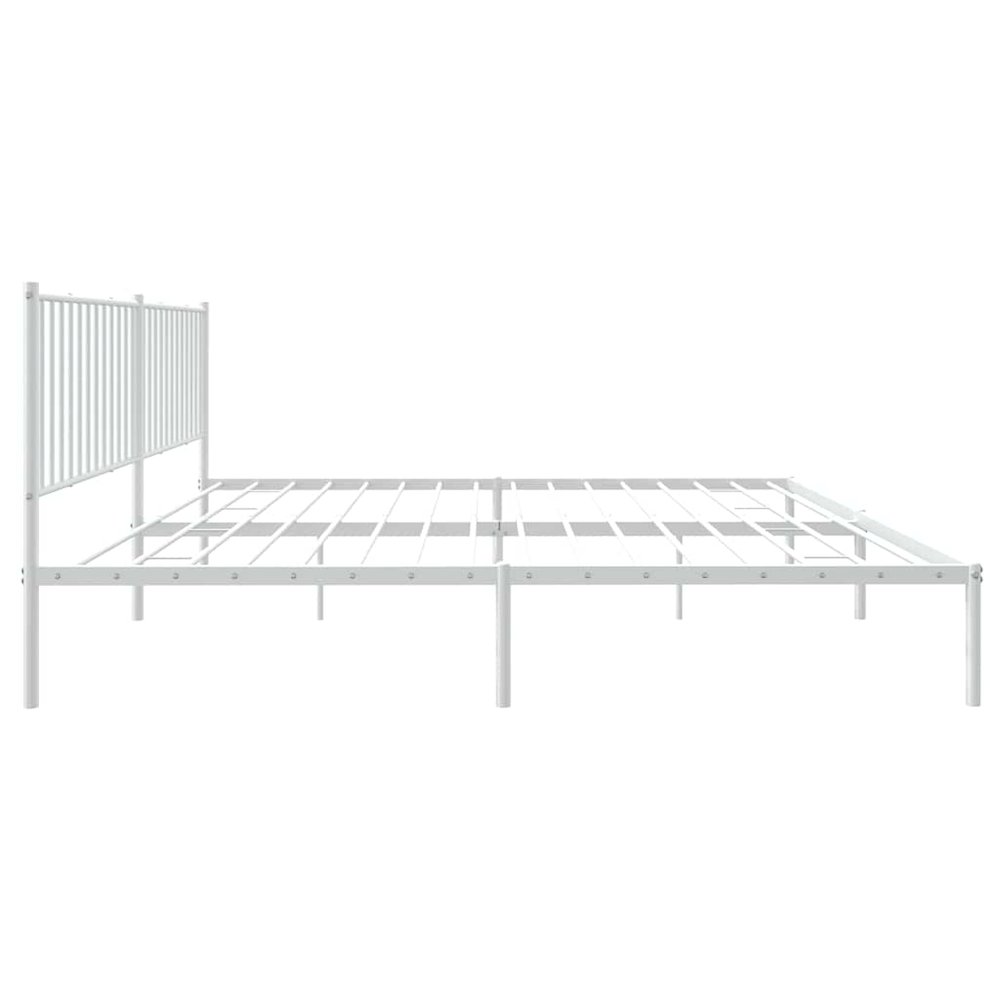 Bed Frame White Powder-Coated Steel 76x80 in Bed Frame. Picture 9