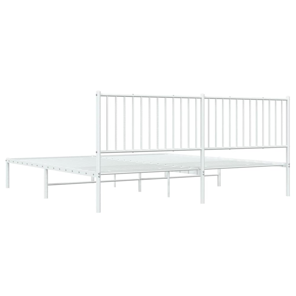 Bed Frame White Powder-Coated Steel 76x80 in Bed Frame. Picture 10