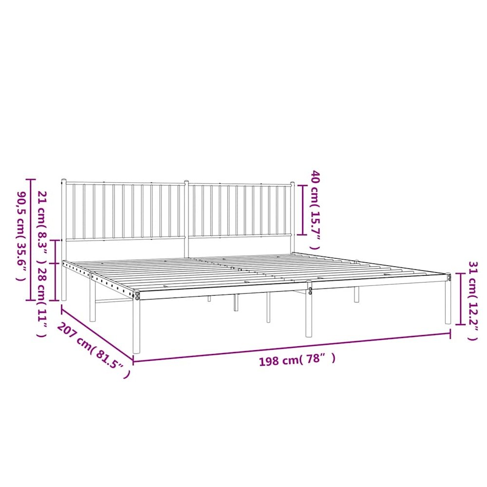 Bed Frame White Powder-Coated Steel 76x80 in Bed Frame. Picture 11
