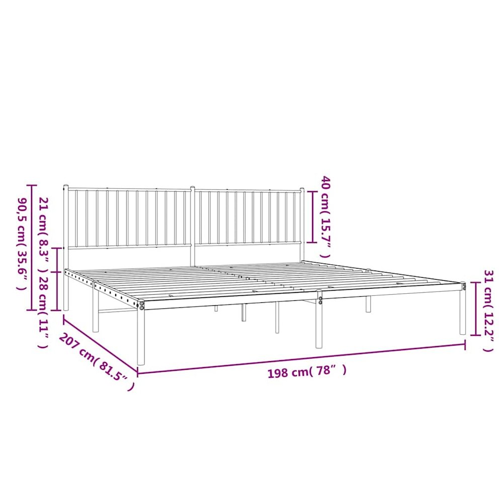 Bed Frame White Powder-Coated Steel 76x80 in Bed Frame. Picture 12