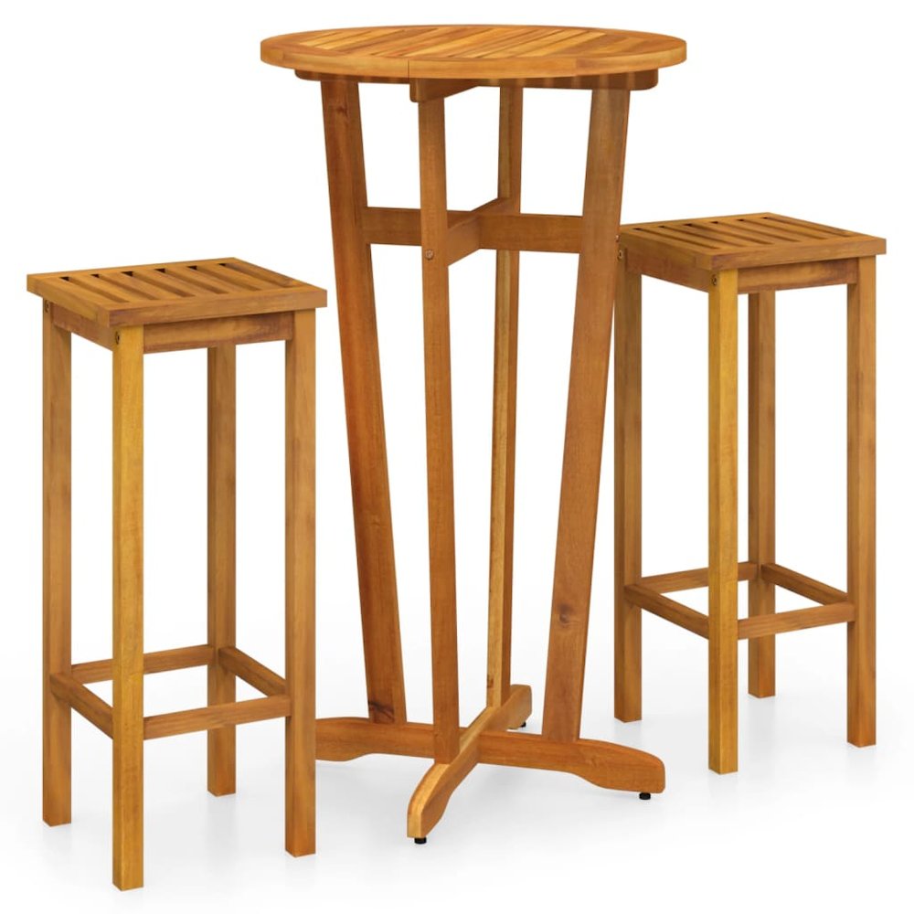 Garden Bar Set Brown Solid Acacia wood Medium Footrest. Picture 2