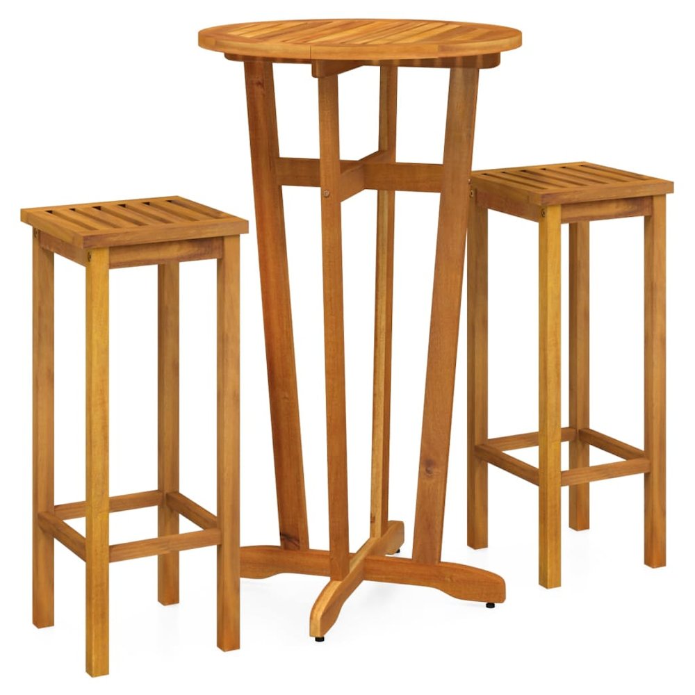 Garden Bar Set Brown Solid Acacia wood Medium Footrest. Picture 3