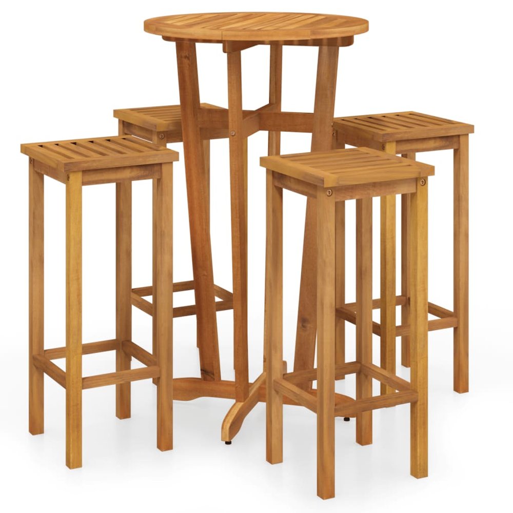 Garden Bar Set Natural Wood Solid Acacia wood Large Durable. Picture 2