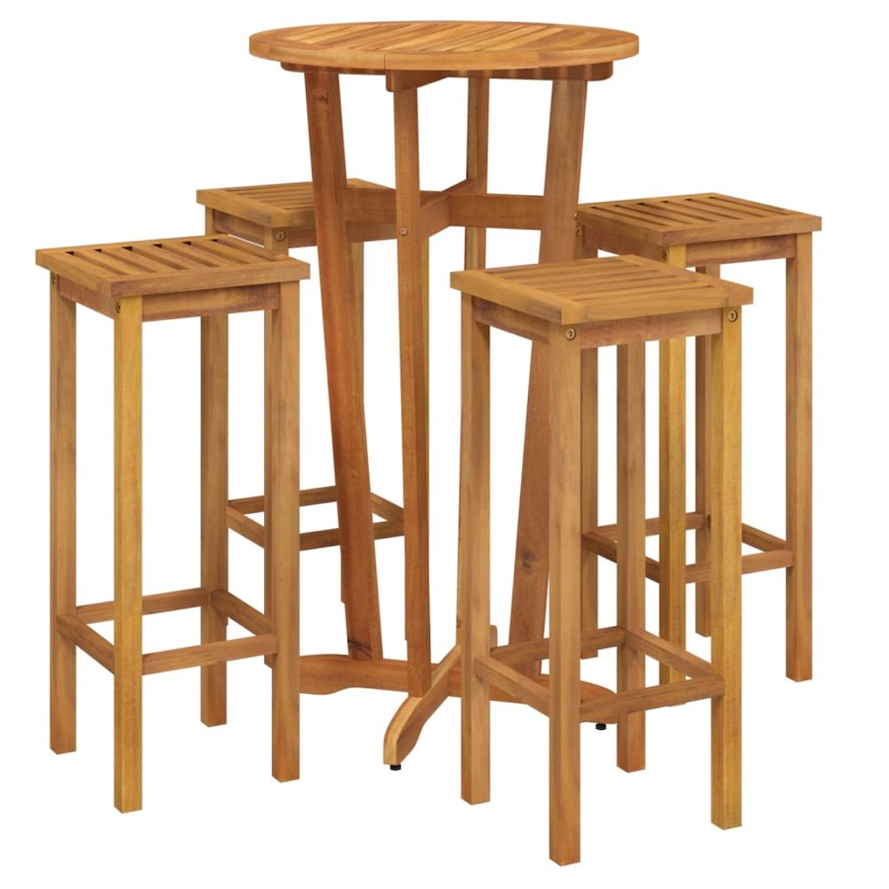 Garden Bar Set Natural Wood Solid Acacia wood Large Durable. Picture 3