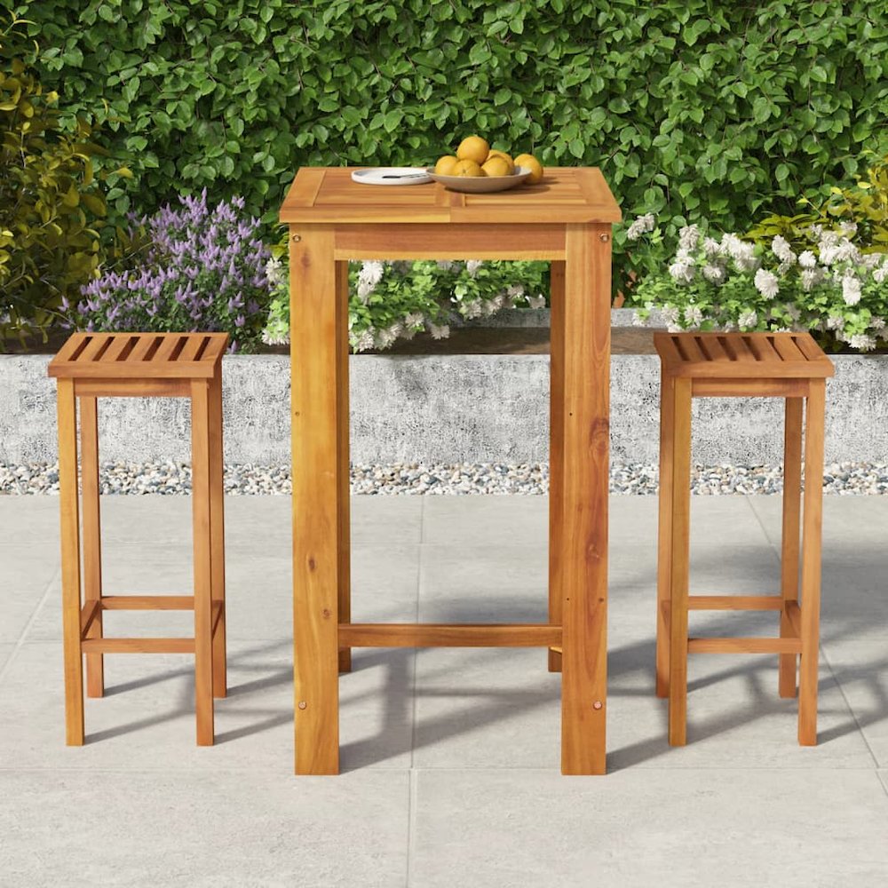 Garden Bar Set Natural Acacia Wood Solid Acacia Wood Medium. Picture 1
