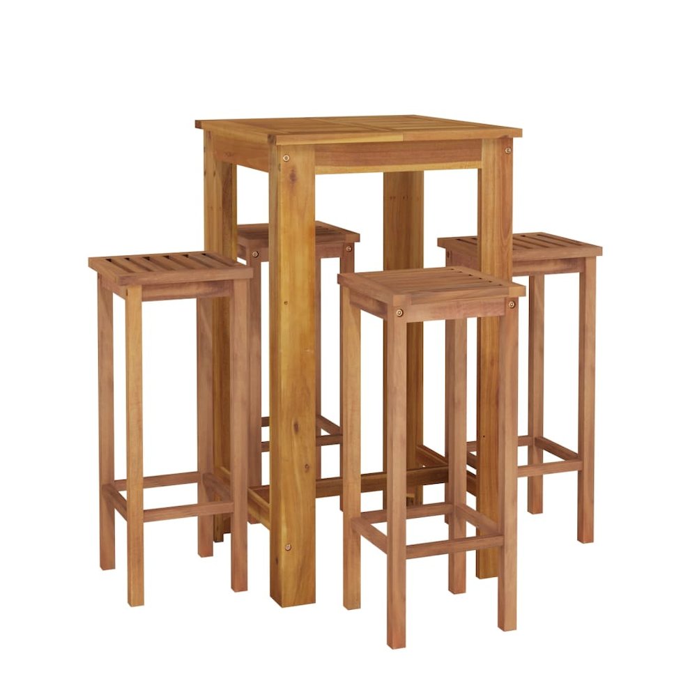 Garden Bar Set Brown Solid Acacia wood Durable Garden Bar Set. Picture 3