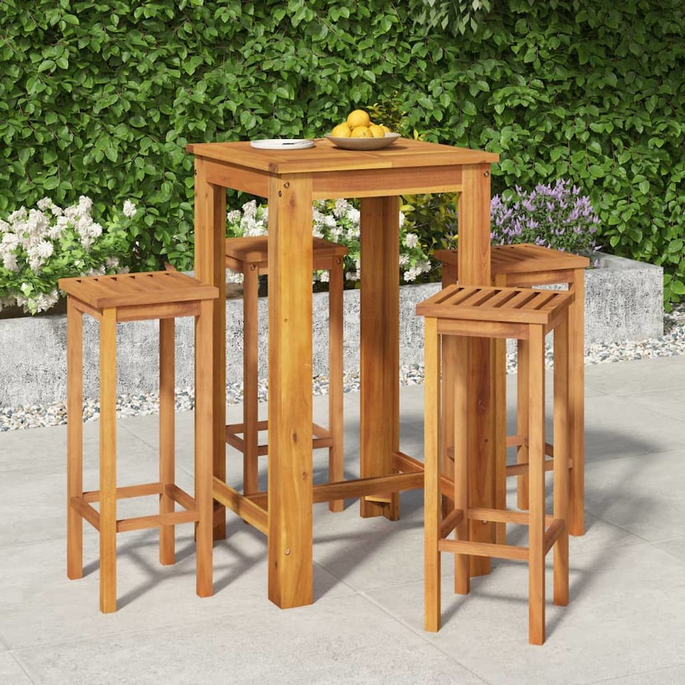 Garden Bar Set Brown Solid Acacia wood Durable Garden Bar Set. Picture 1