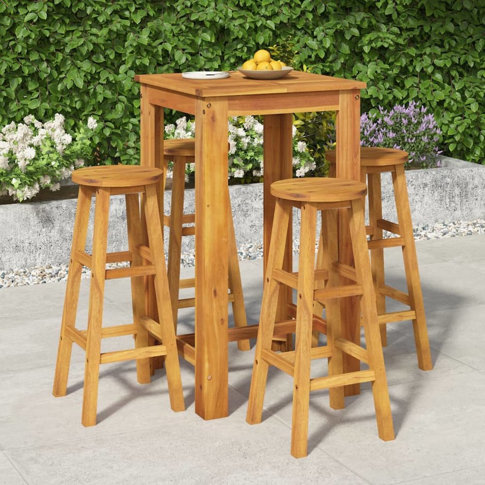 Garden Bar Set Natural wood Solid Acacia wood Durable. Picture 1