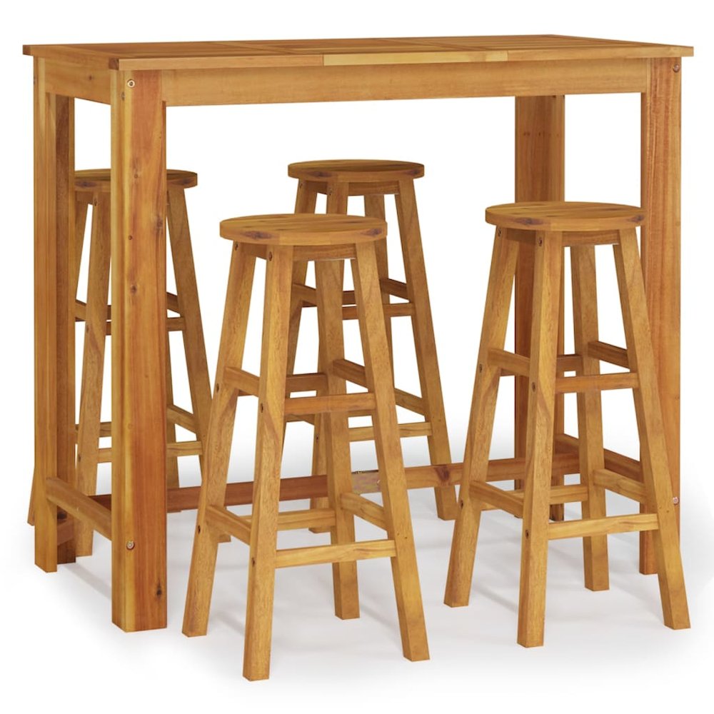 Garden Bar Set Natural Wood Solid Acacia Wood For 4 people. Picture 2