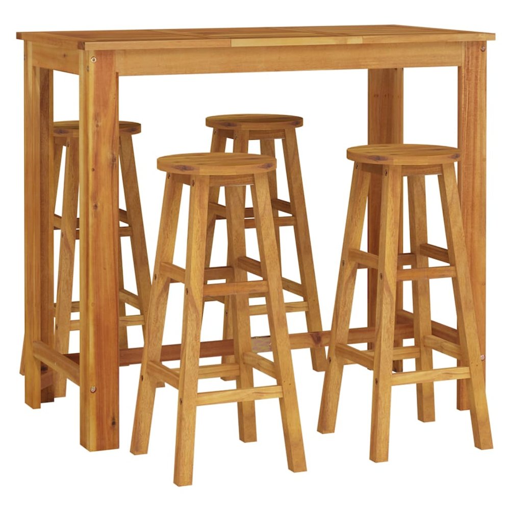 Garden Bar Set Natural Wood Solid Acacia Wood For 4 people. Picture 3
