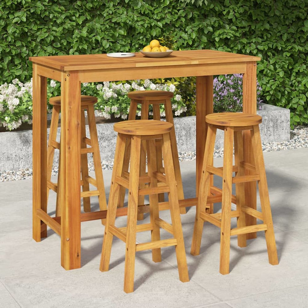 Garden Bar Set Natural Wood Solid Acacia Wood For 4 people. Picture 1