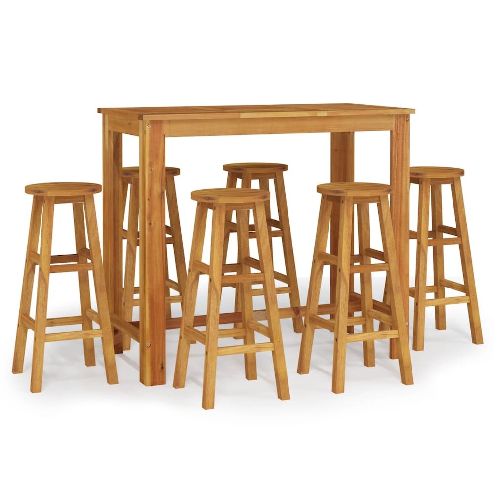 Garden Bar Set Natural Acacia Solid Acacia wood For 6 people. Picture 2