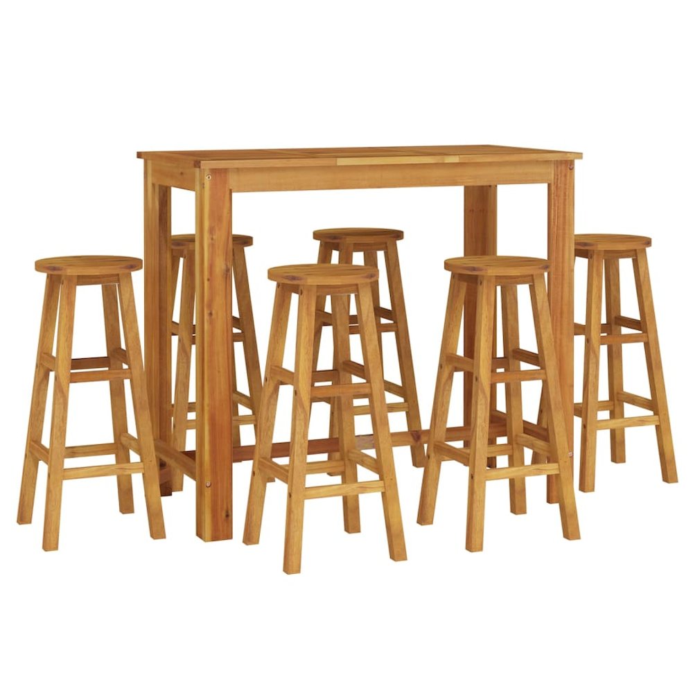 Garden Bar Set Natural Acacia Solid Acacia wood For 6 people. Picture 3