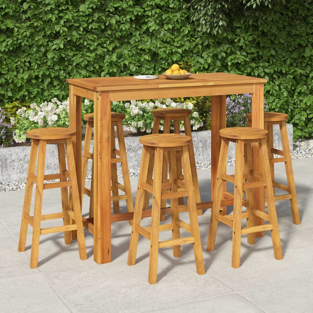 Garden Bar Set Natural Acacia Solid Acacia wood For 6 people. Picture 1