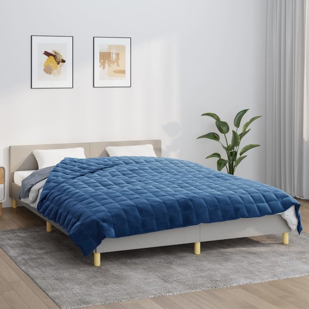 Weighted Blanket Blue 86.6"x90.6" 24.3 lb Fabric. Picture 1