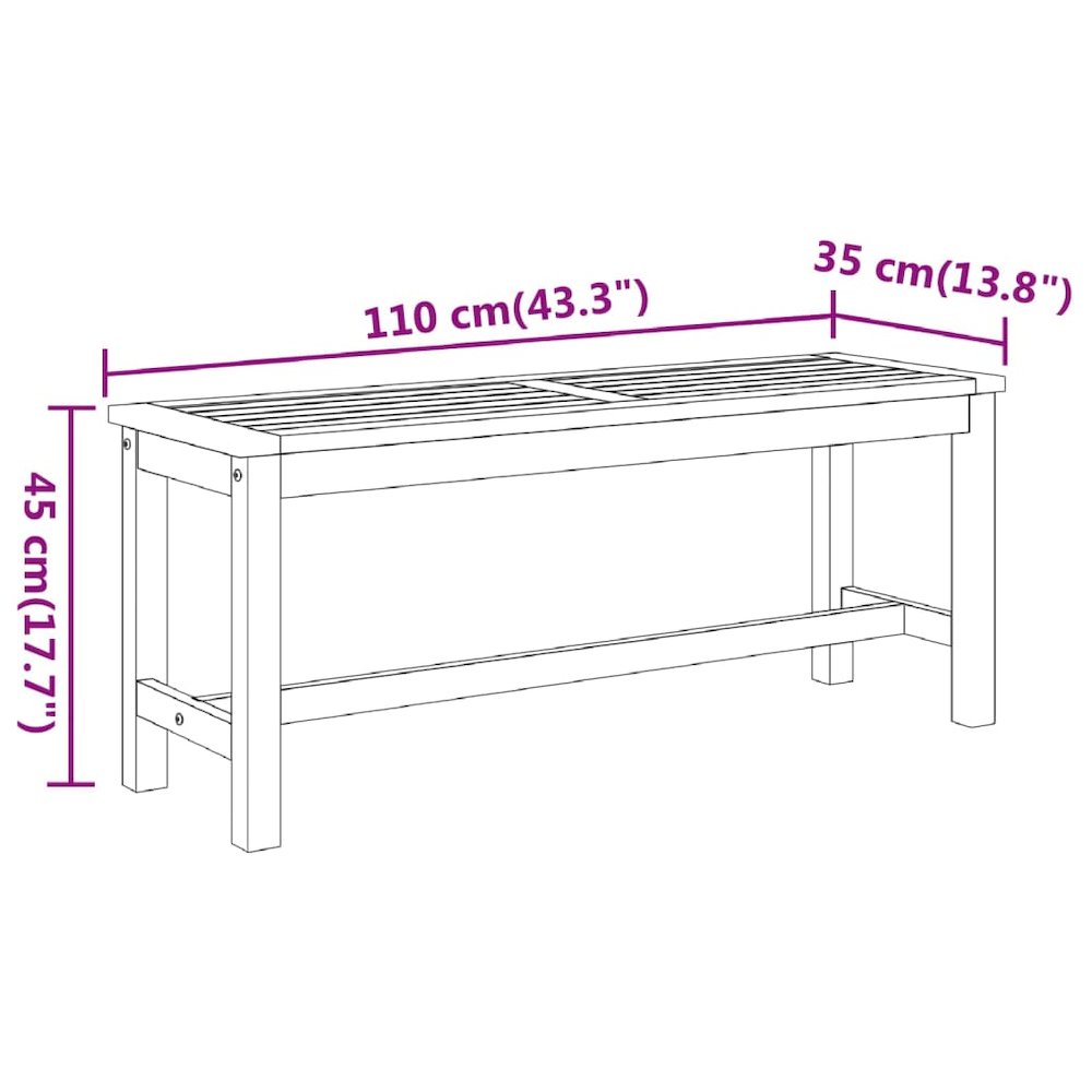 Garden Bench Natural Wood Solid acacia wood Medium Durable. Picture 7