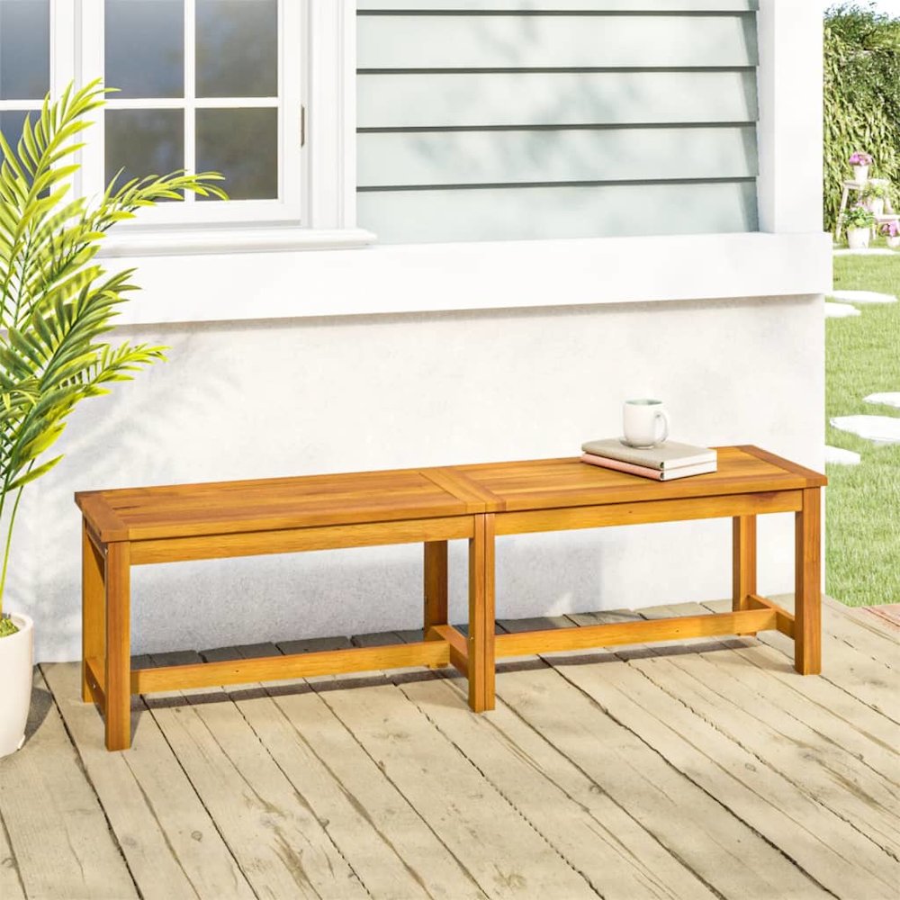 Garden Bench Brown Solid acacia wood 59.1 in Durable. Picture 1