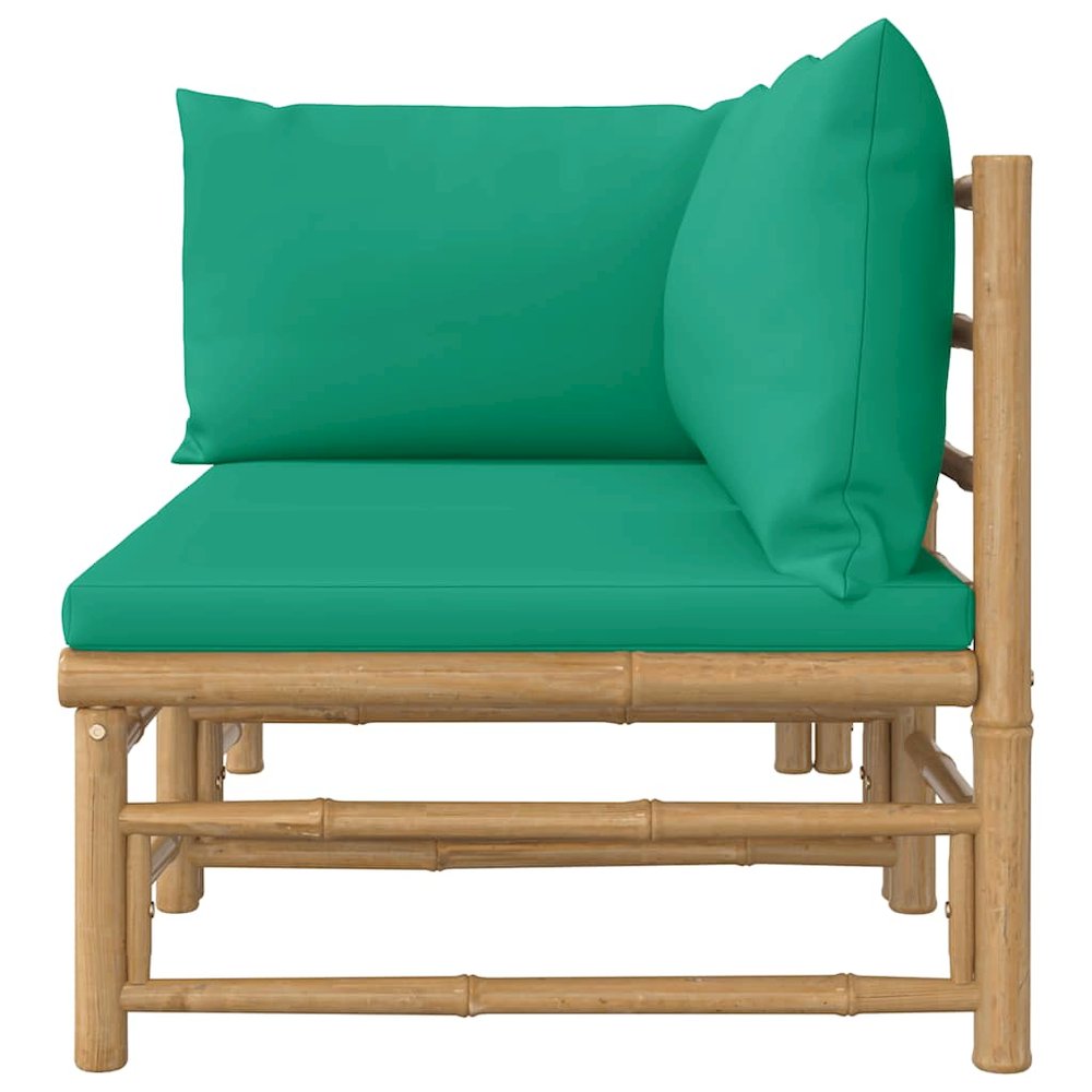 Garden Lounge Set Natural bamboo, Green cushion Bamboo. Picture 5