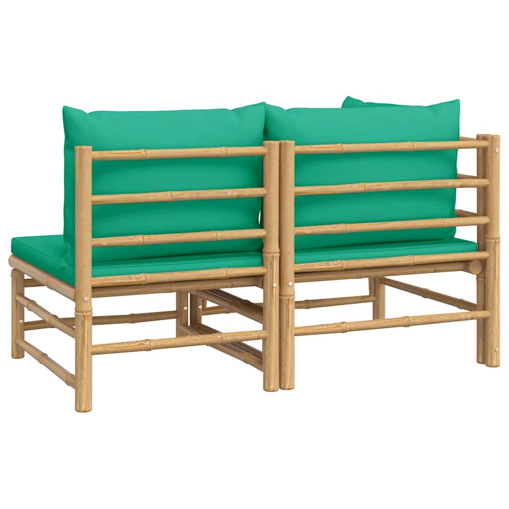 Garden Lounge Set Natural bamboo, Green cushion Bamboo. Picture 6