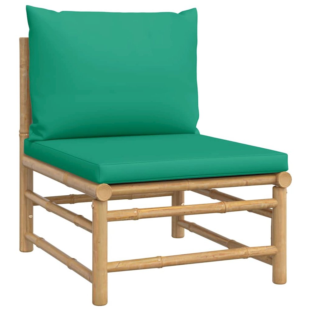 Garden Lounge Set Natural bamboo, Green cushion Bamboo. Picture 8