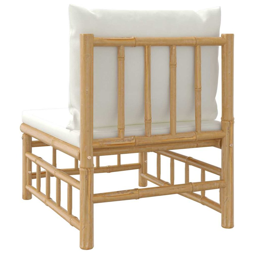 Garden Middle Sofa Bamboo with Cream White Cushions. Picture 6