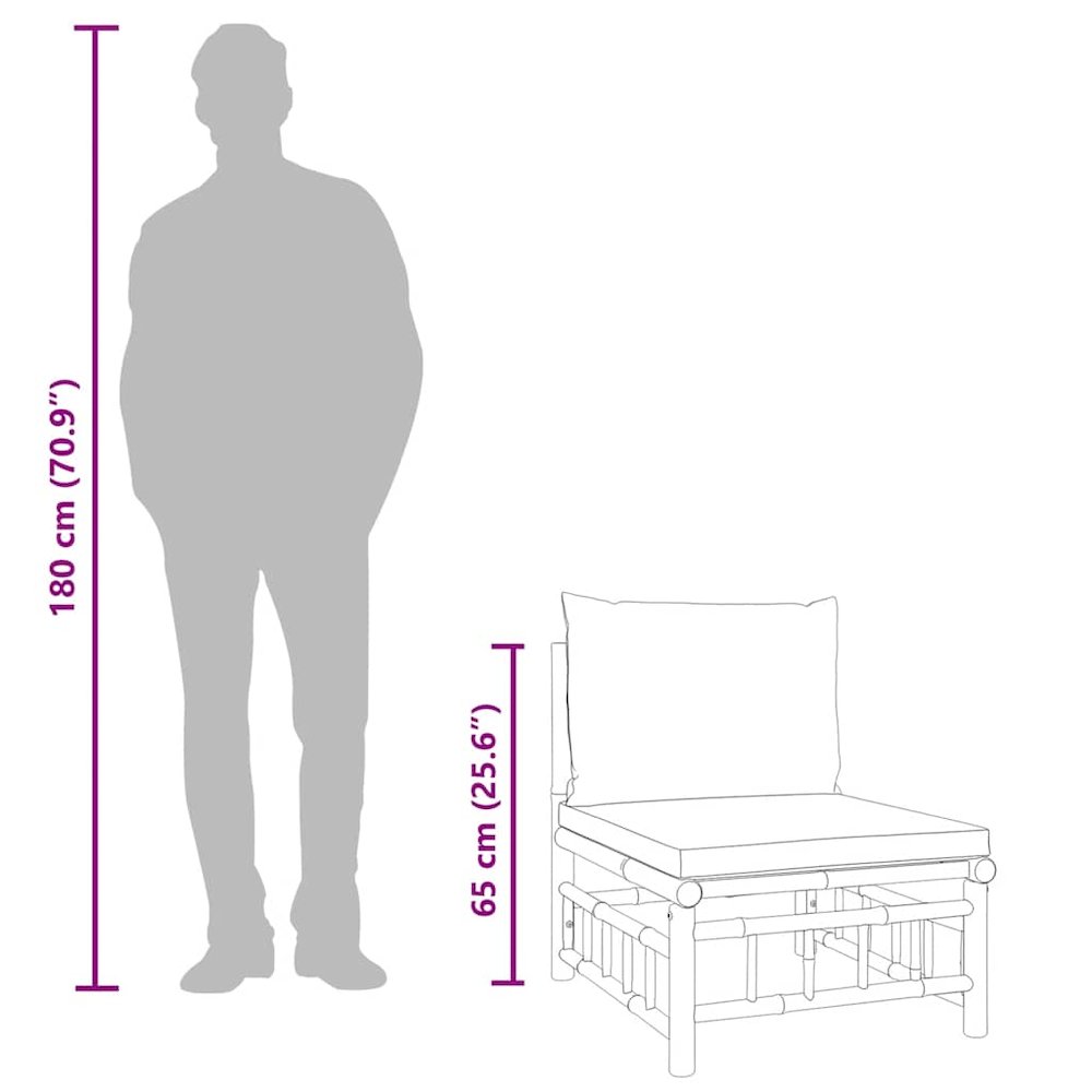 Garden Middle Sofa Bamboo with Cream White Cushions. Picture 9