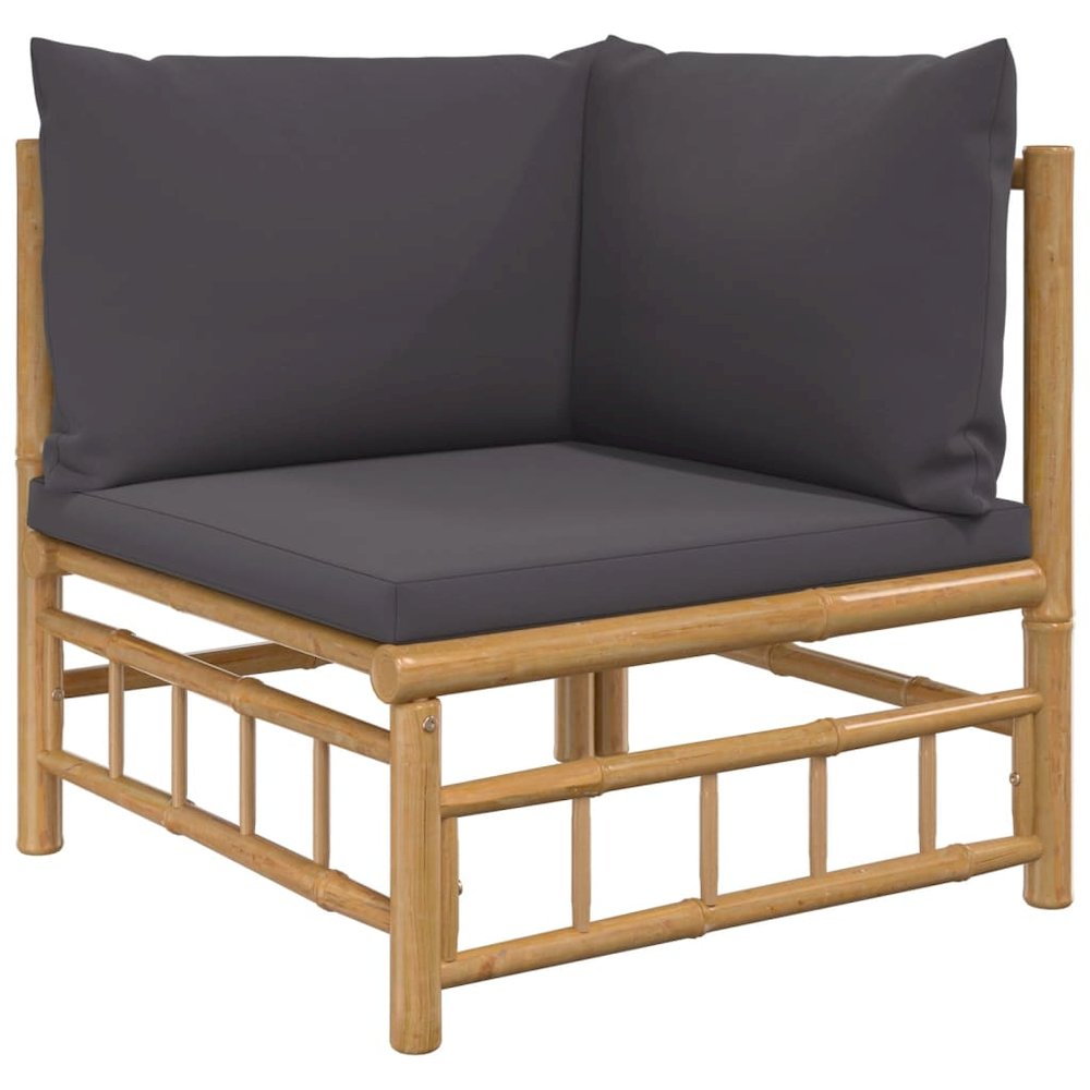 Garden Corner Sofa Dark Grey Bamboo Medium Modular. Picture 1
