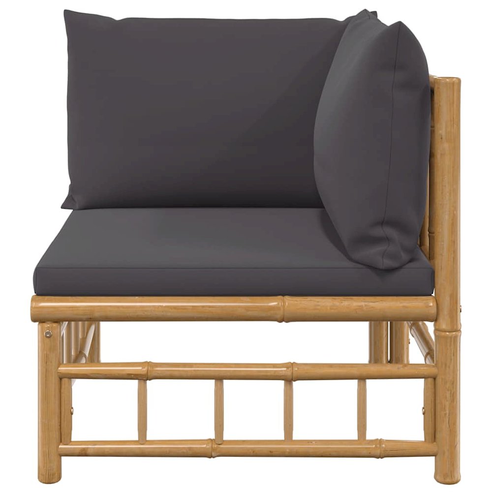 Garden Corner Sofa Dark Grey Bamboo Medium Modular. Picture 5