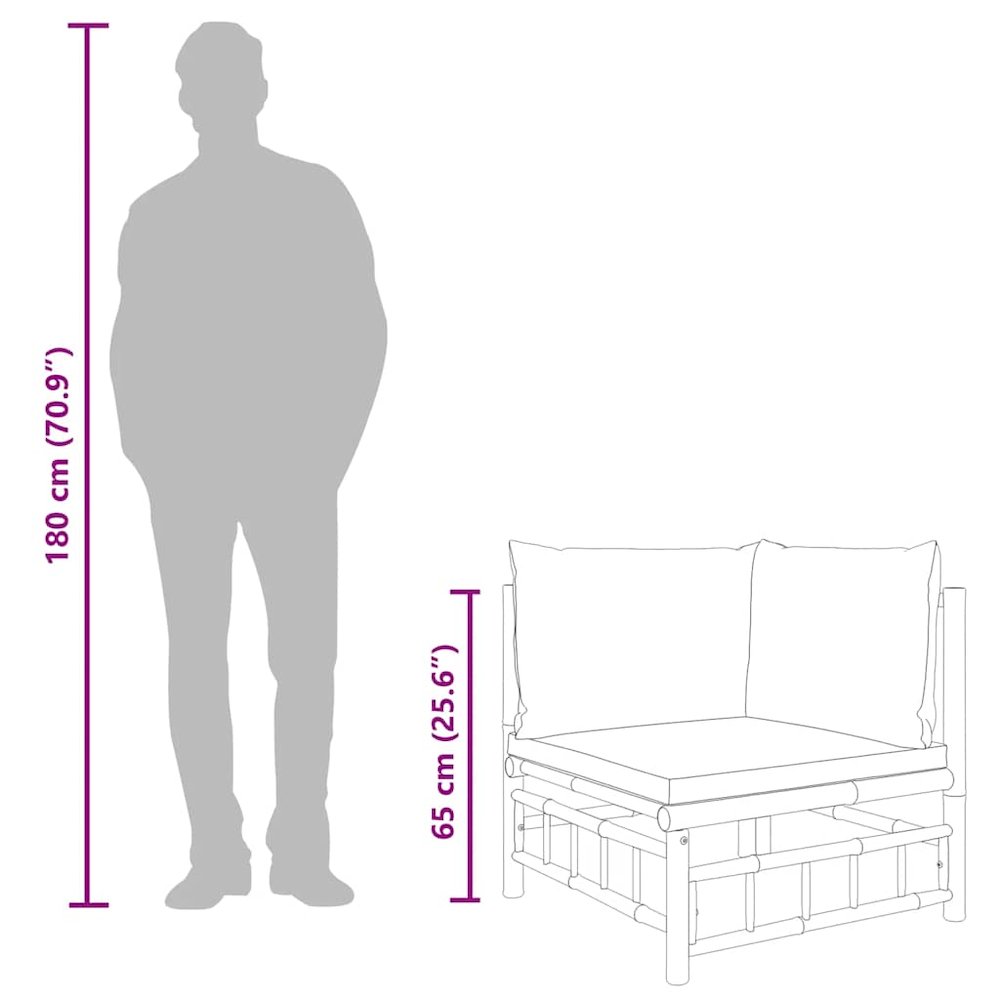 Garden Corner Sofa Dark Grey Bamboo Medium Modular. Picture 9