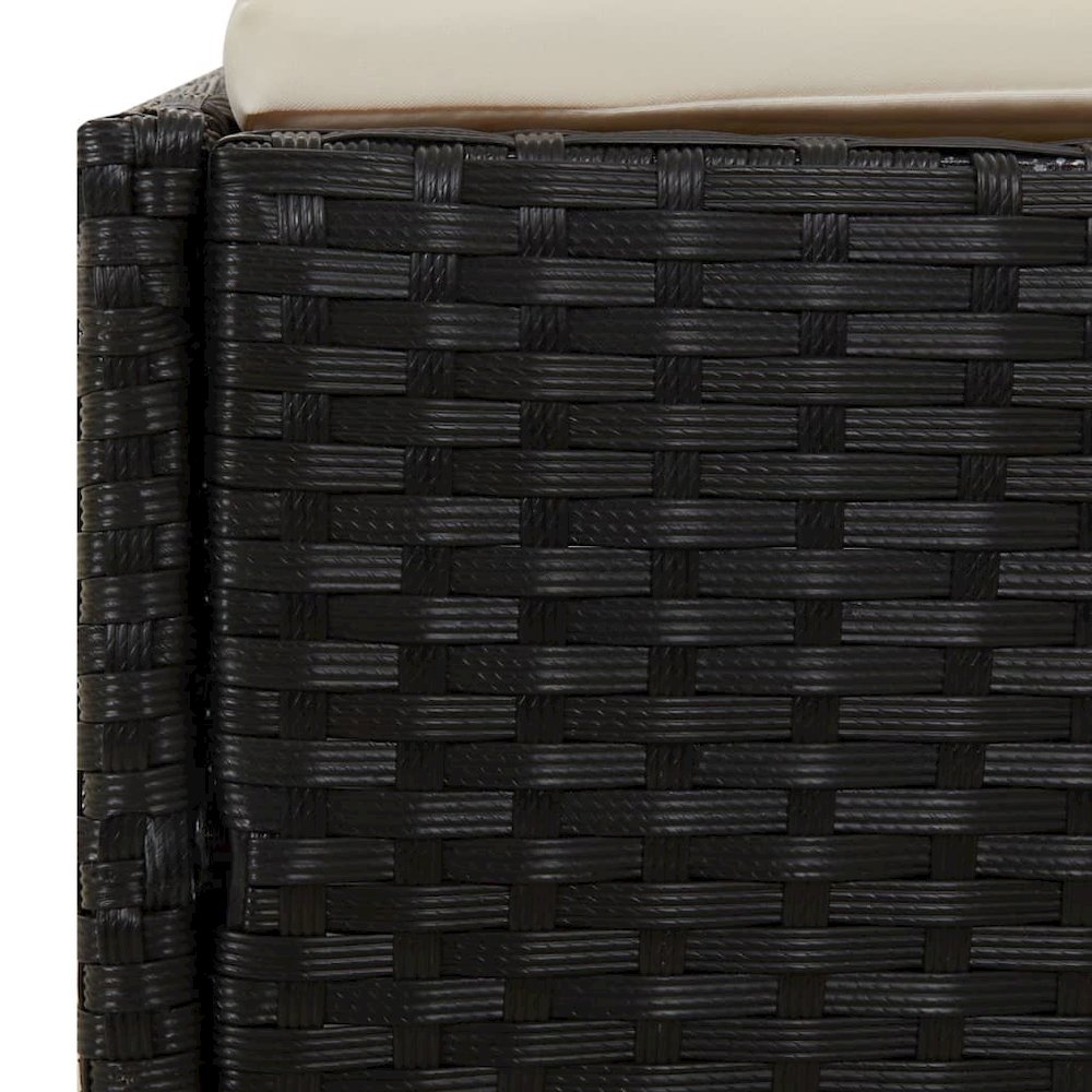 Patio Sunbed Black PE Rattan, Powder-Coated Steel, Polyester Double. Picture 8