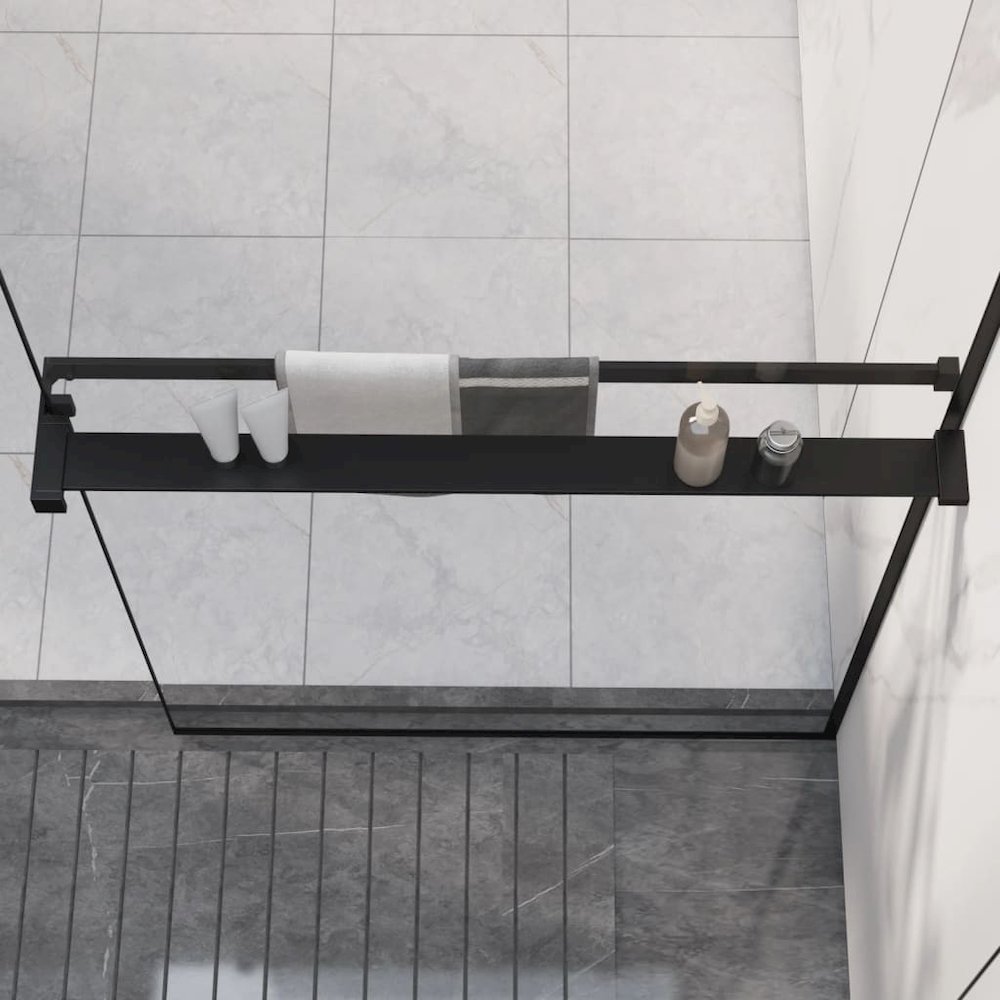 Shower Shelf Black Aluminum alloy 31.5 in long Minimalist. Picture 1