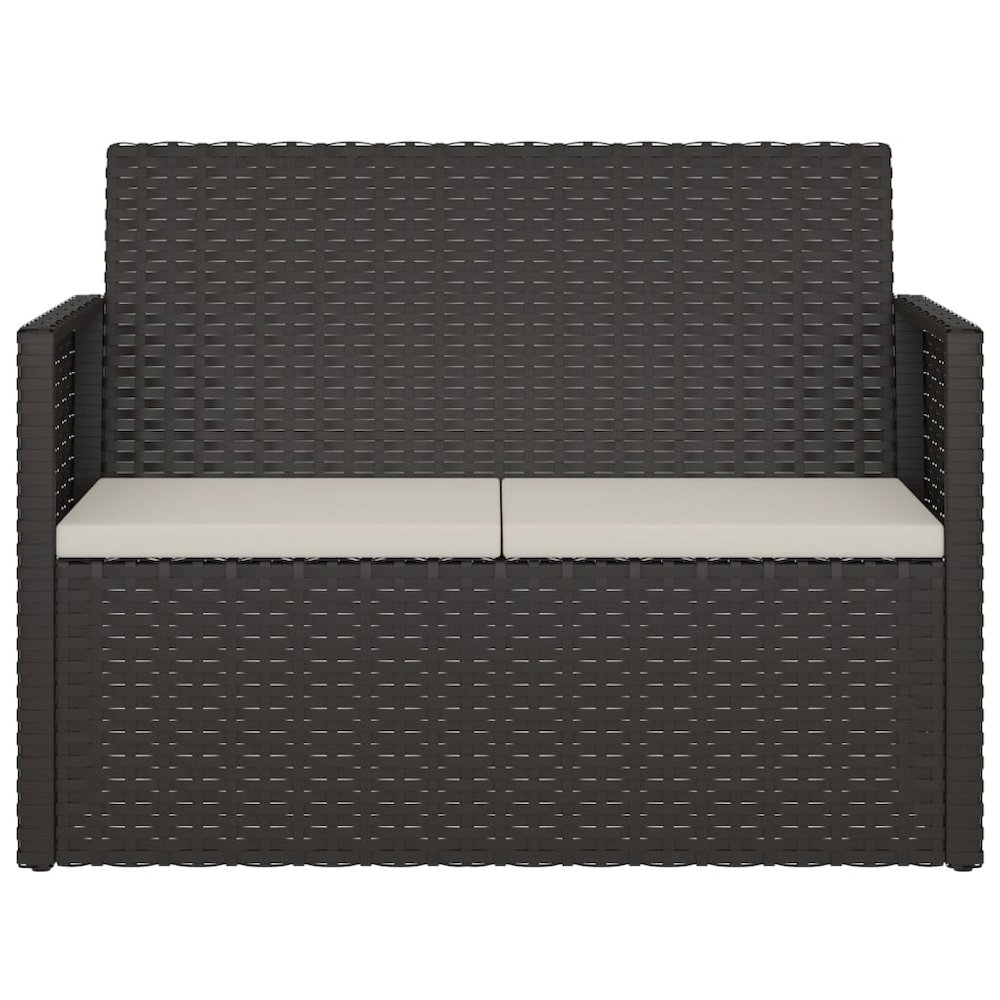Patio Bench with Cushions Black 41.3" Poly Rattan. Picture 4