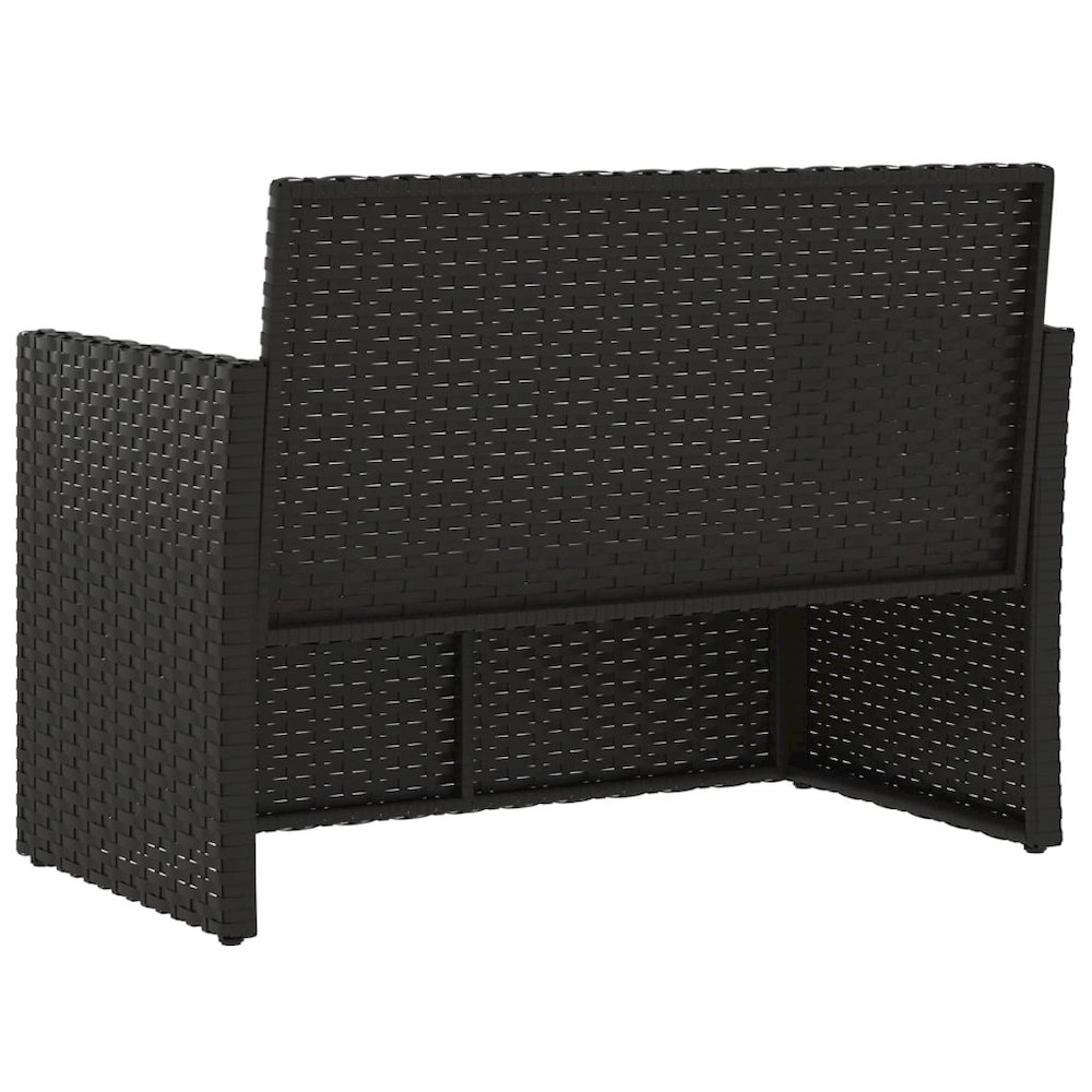 Patio Bench with Cushions Black 41.3" Poly Rattan. Picture 6