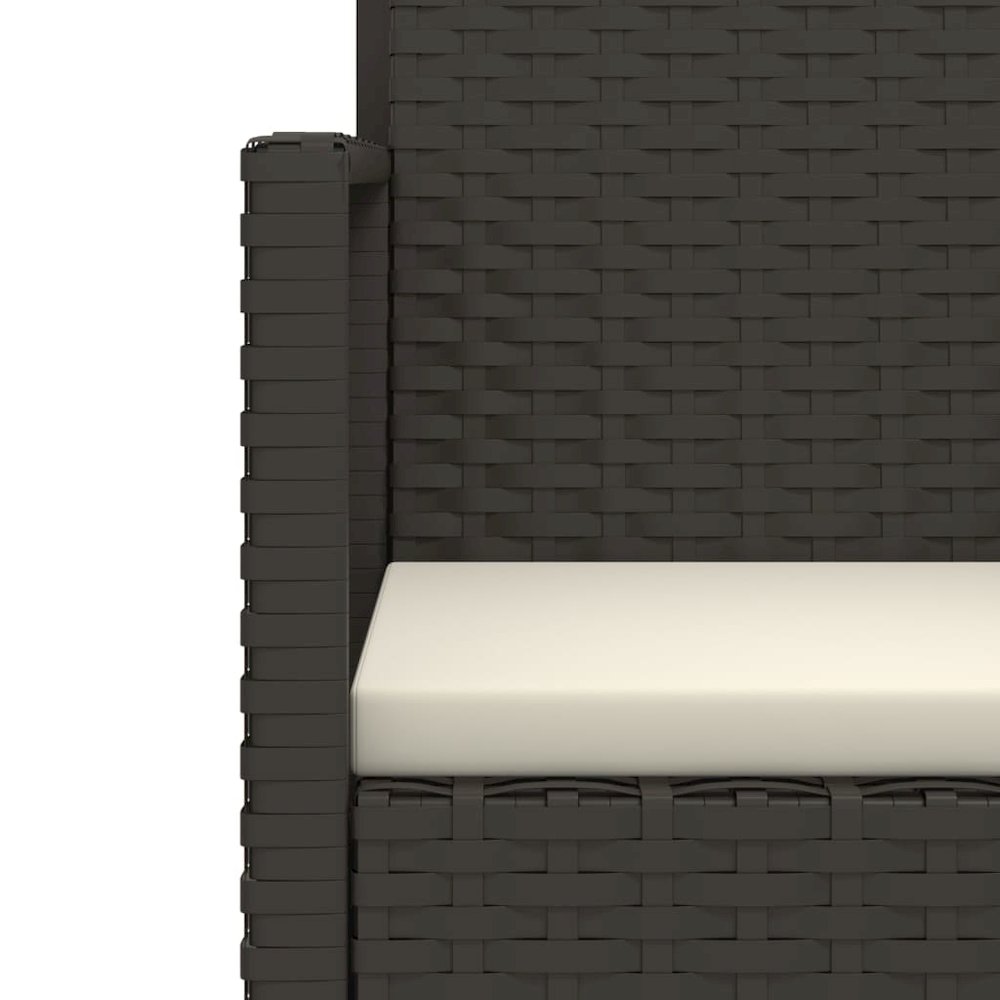 Patio Bench with Cushions Black 41.3" Poly Rattan. Picture 7