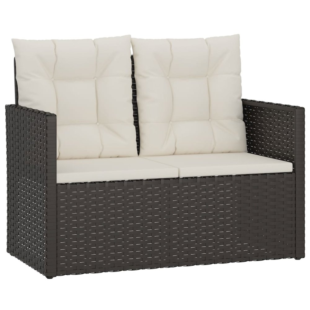 Garden Bench Black PE rattan, powder-coated steel, polyester. Picture 2