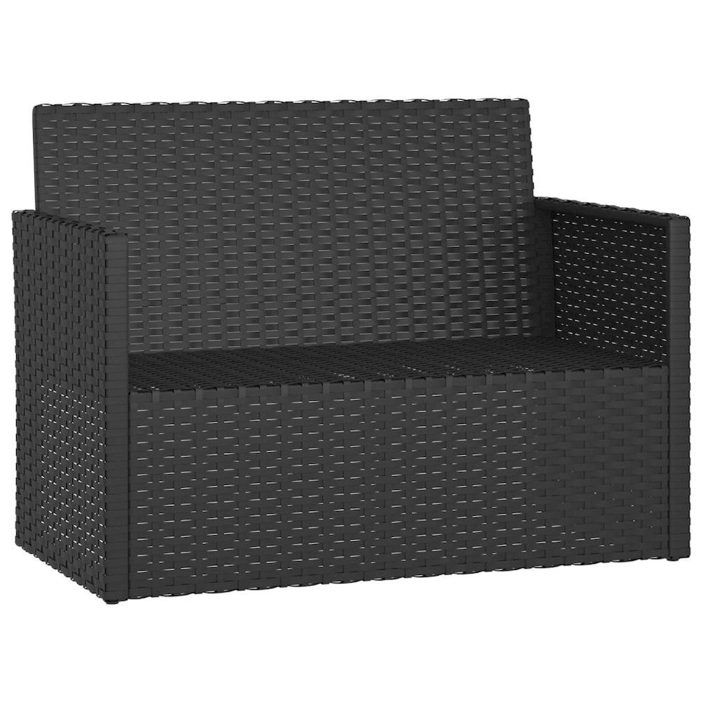 Garden Bench Black PE rattan, powder-coated steel, polyester. Picture 3