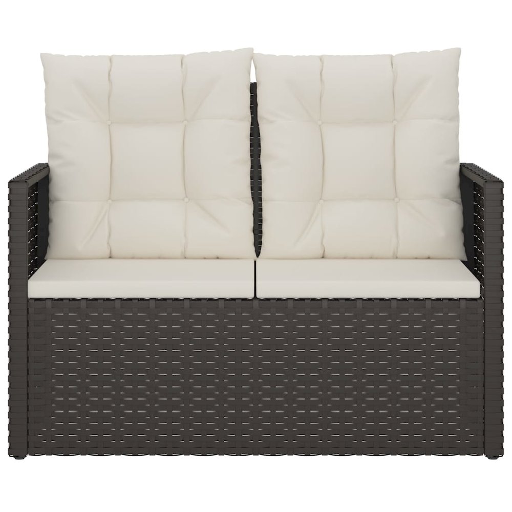 Garden Bench Black PE rattan, powder-coated steel, polyester. Picture 4
