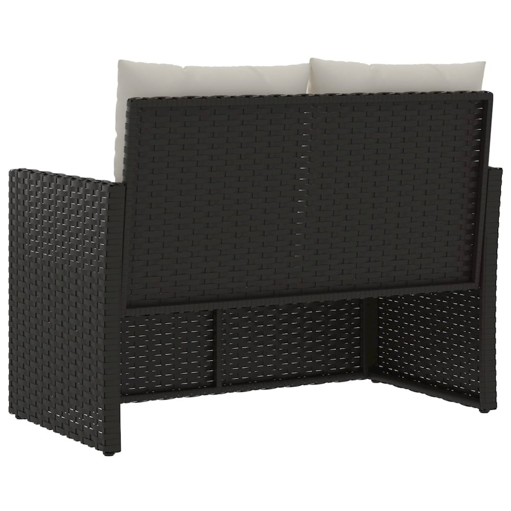 Garden Bench Black PE rattan, powder-coated steel, polyester. Picture 6
