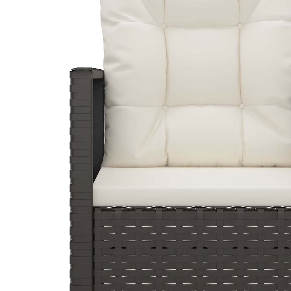 Garden Bench Black PE rattan, powder-coated steel, polyester. Picture 7