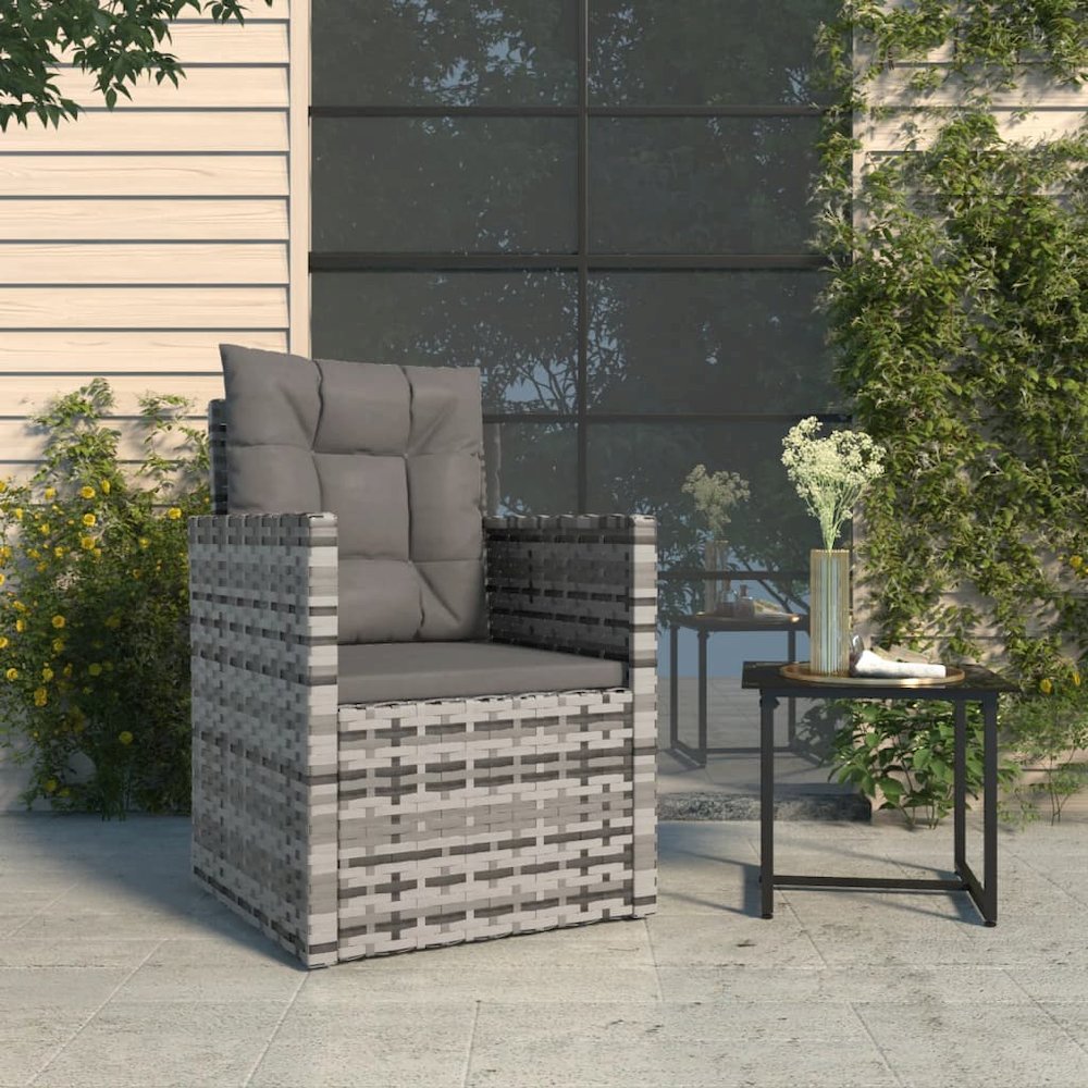 Garden Armchair Grey PE rattan, powder-coated steel Single Tough. Picture 1