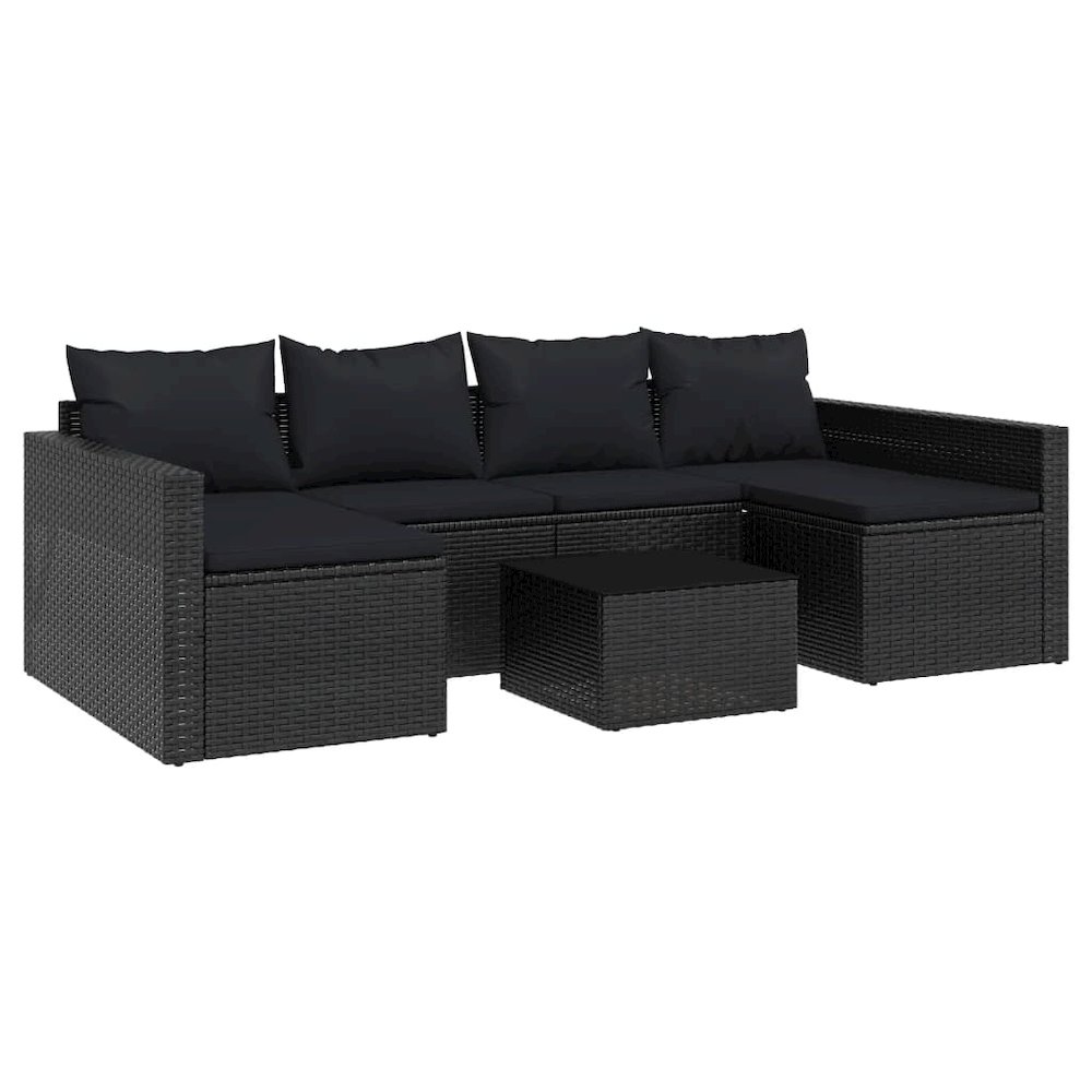 Garden Lounge Set Black PE rattan Large Modular. Picture 2