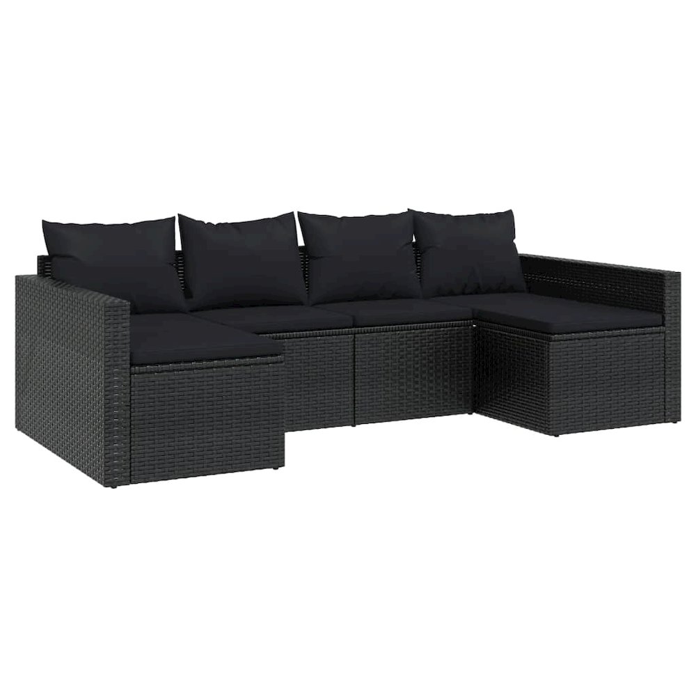 Garden Lounge Set Black PE rattan Large Modular. Picture 3
