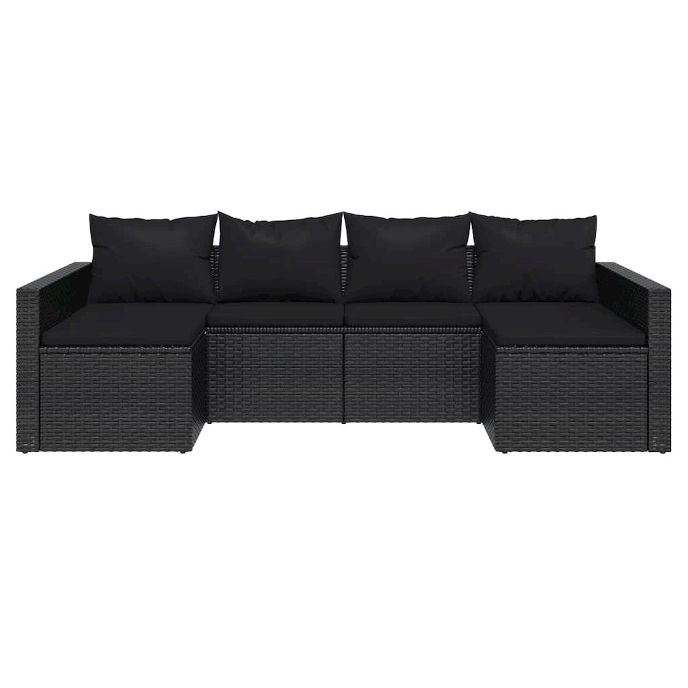 Garden Lounge Set Black PE rattan Large Modular. Picture 4