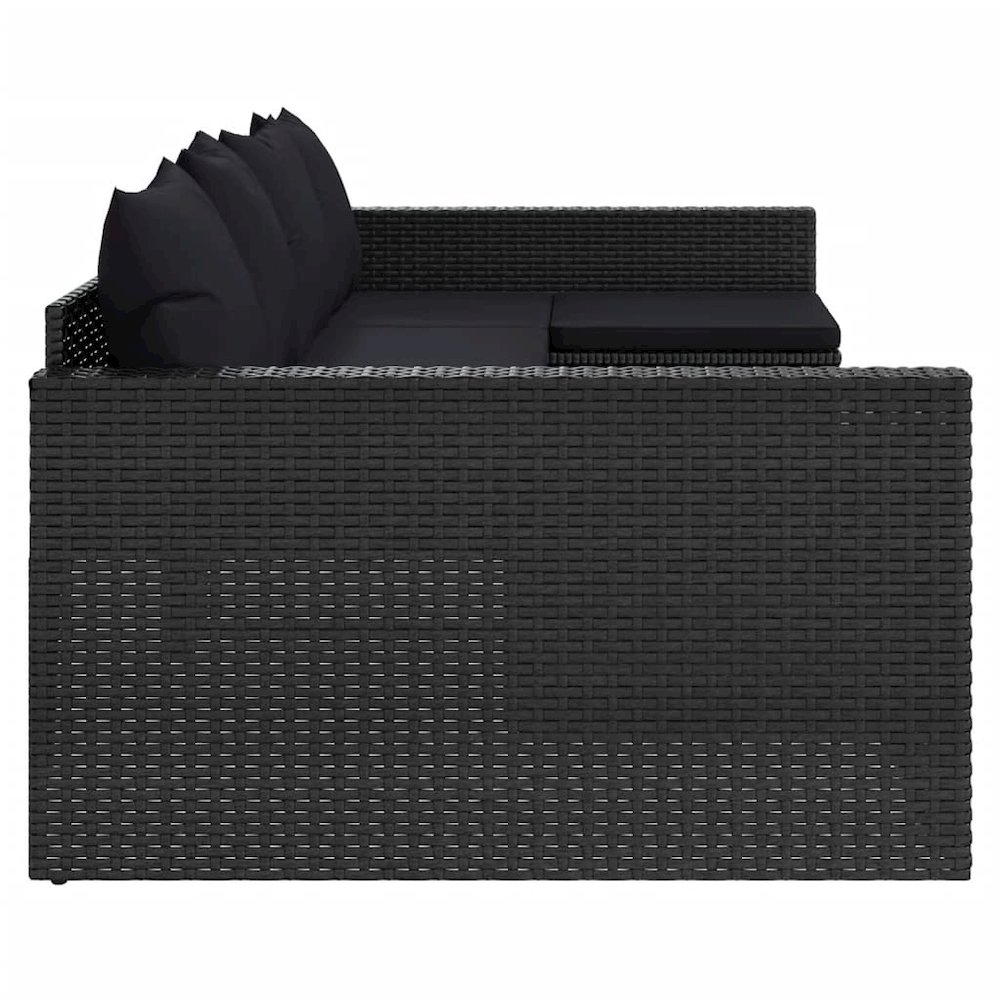 Garden Lounge Set Black PE rattan Large Modular. Picture 5