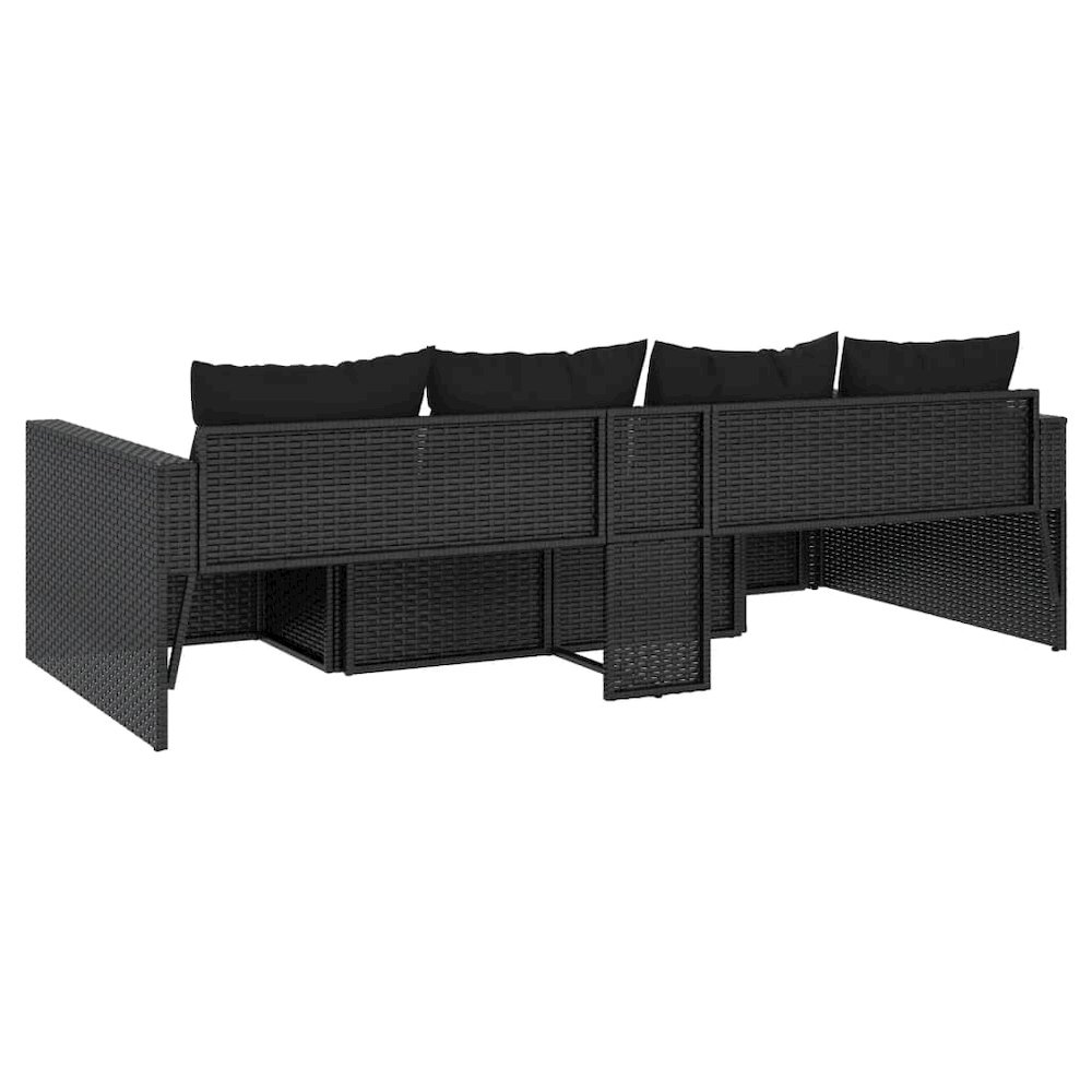 Garden Lounge Set Black PE rattan Large Modular. Picture 6