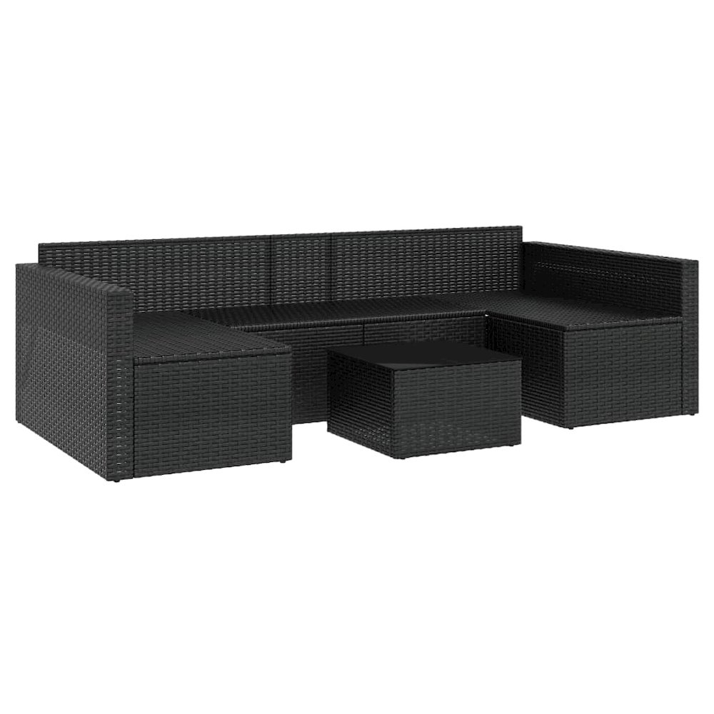 Garden Lounge Set Black PE rattan Large Modular. Picture 7