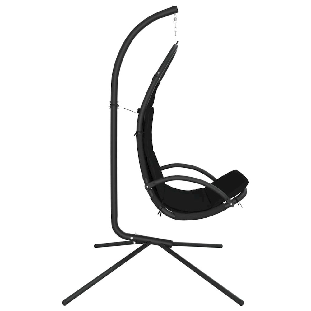 Garden Swing Chair Black Oxford Fabric One Size Ergonomic. Picture 4