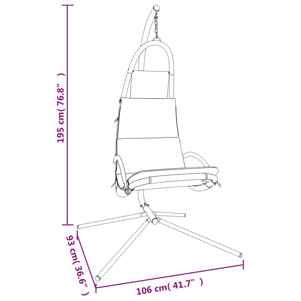 Garden Swing Chair Black Oxford Fabric One Size Ergonomic. Picture 11