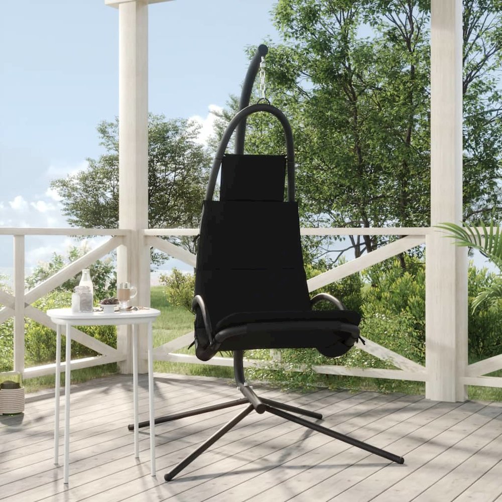 Garden Swing Chair Black Oxford Fabric One Size Ergonomic. Picture 1
