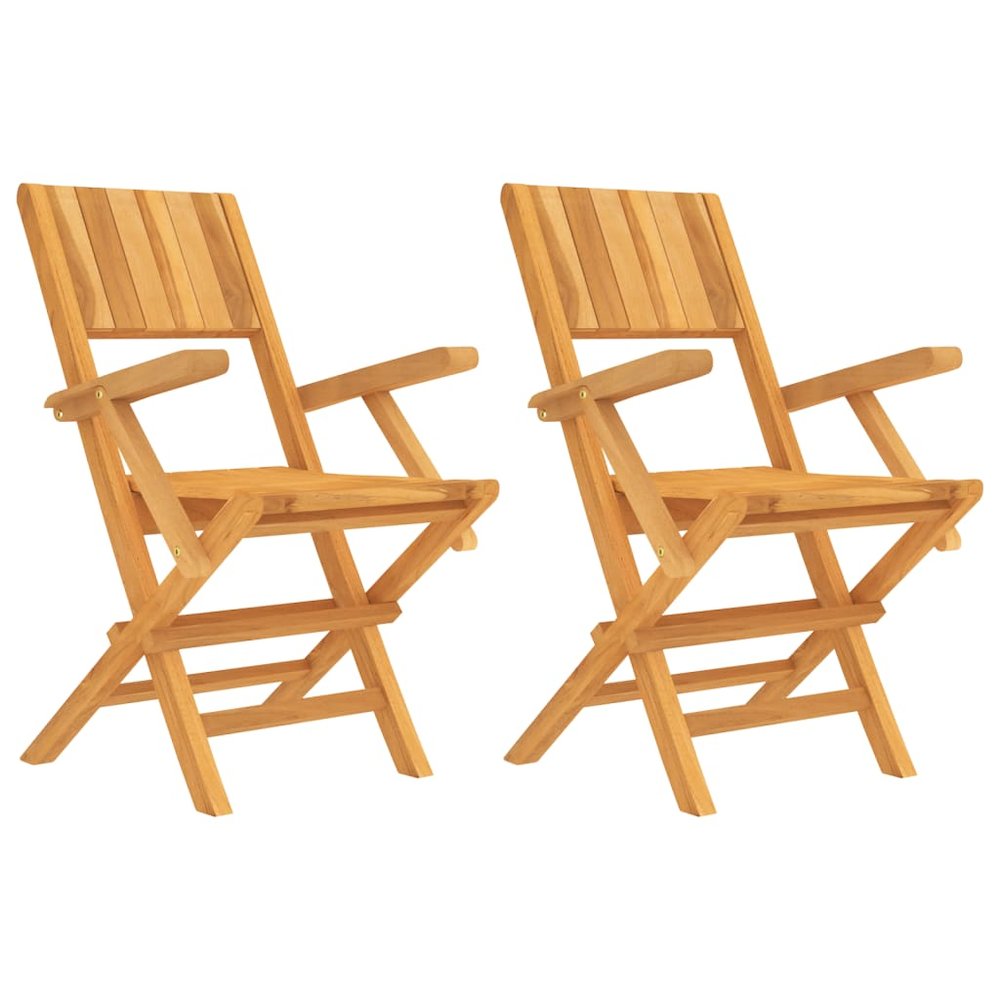 Folding Garden Chair Set of 2 Teak Solid teak wood. Picture 2